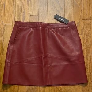 Lulu's Burgundy Leather Mini Skirt